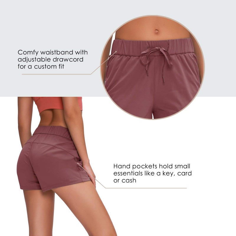 Willit Womens Athletic Hiking Running Shorts for Women Yoga Workout Gym Quick Dry Shorts with Pockets Bordeaux XXL - Image 4